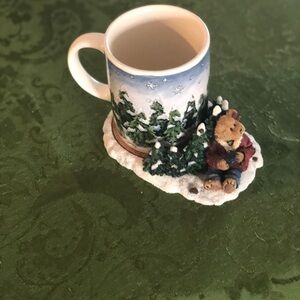 Boyds Bears Winter Scene Mug - Blue and Green